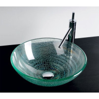 Sapho ICE skleněné umyvadlo na desku Ø 42 cm, čirá s pískováním 2501-04