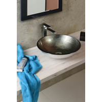 Sapho DAMAR skleněné umyvadlo na desku Ø 42 cm, tmavě šedá/stříbrná 2501-20