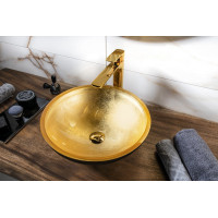 Sapho MURANO BLACK-GOLD skleněné umyvadlo na desku, průměr 40cm, černá/zlatá AL5318-77