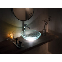 Sapho RIPPLE skleněné umyvadlo na desku Ø 42 cm, čirá s motivem 2501-18