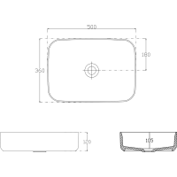 Isvea INFINITY RECTANGLE keramické umyvadlo na desku, 50x36cm, černá mat 10NF65050-2N