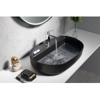 Isvea INFINITY OVAL keramické umyvadlo na desku, 60x40cm, černá mat 10NF65060-2N