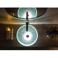 Sapho RIPPLE skleněné umyvadlo na desku Ø 42 cm, čirá s motivem 2501-18