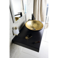 Sapho MURANO BLACK-GOLD skleněné umyvadlo na desku, průměr 40cm, černá/zlatá AL5318-77