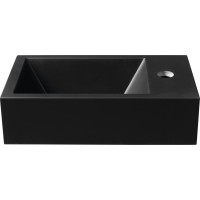 Sapho AMAROK umývátko, litý mramor, 40x22cm, baterie vpravo, černá mat AR500B