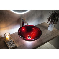 Sapho MURANO ROSSO IMPERO skleněné umyvadlo na desku, průměr 40cm, červená AL5318-63