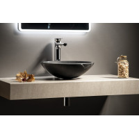 Sapho BLOK kamenné umyvadlo na desku Ø 40 cm, matný černý Marquin 2401-35