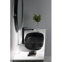Isvea INFINITY OVAL keramické umyvadlo na desku, 55x36cm, černá mat 10NF65055-2N