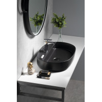 Isvea INFINITY OVAL keramické umyvadlo na desku, 60x40cm, černá mat 10NF65060-2N