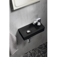 Sapho ZOE keramické umývátko 37x18 cm, otvor pro baterii vpravo, černá mat AR495B