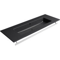 GSI PURA keramické umyvadlo Slim 122x46cm, bez otvoru, černá mat 8887026