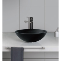 Sapho TELICA skleněné umyvadlo na desku Ø 42cm, černá mat TY181B