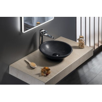 Sapho BLOK kamenné umyvadlo na desku Ø 40 cm, matný černý Marquin 2401-35