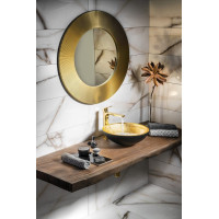 Sapho MURANO BLACK-GOLD skleněné umyvadlo na desku, průměr 40cm, černá/zlatá AL5318-77