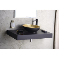 Sapho MURANO BLACK-GOLD skleněné umyvadlo na desku, průměr 40cm, černá/zlatá AL5318-77