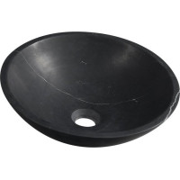 Sapho BLOK kamenné umyvadlo na desku Ø 40 cm, matný černý Marquin 2401-35