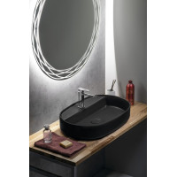 Isvea INFINITY OVAL keramické umyvadlo na desku, 60x40cm, černá mat 10NF65060-2N