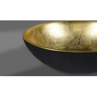 Sapho MURANO BLACK-GOLD skleněné umyvadlo na desku, průměr 40cm, černá/zlatá AL5318-77