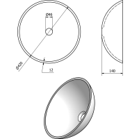 Sapho RIPPLE skleněné umyvadlo na desku Ø 42 cm, čirá s motivem 2501-18