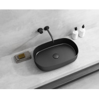 Isvea INFINITY OVAL keramické umyvadlo na desku, 55x36cm, černá mat 10NF65055-2N