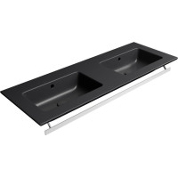 GSI PURA keramické dvojumyvadlo Slim 122x46cm, bez otvoru, černá mat 8888026