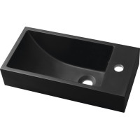 Sapho ARIANA umývátko, litý mramor, 50x25cm, baterie vpravo, černá mat SM016B