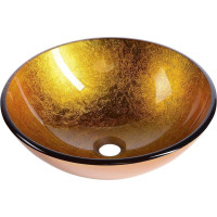 Sapho AGO skleněné umyvadlo na desku Ø 42 cm, zlatě oranžová 2501-19