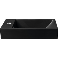 Sapho ARIANA umývátko, litý mramor, 50x25cm, baterie vlevo, černá mat SM012B