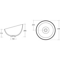 Sapho DOME OBLIQUO keramické umyvadlo na desku, Ø 44, 5cm, bílá WH031