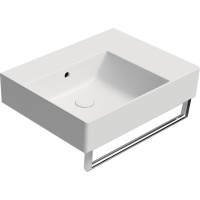 GSI KUBE X keramické umyvadlo 60x47cm, s odkládací plochou vpravo, bez otvoru, bílá mat 9438009