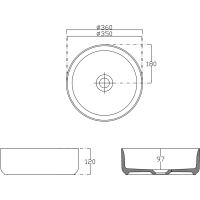 Isvea INFINITY ROUND keramické umyvadlo na desku, průměr 36cm, bílá 10NF65036