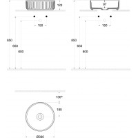 Isvea ION keramické umyvadlo na desku, průměr 36cm, bílá 10NF66036