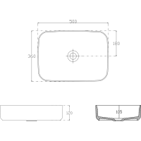 Isvea INFINITY RECTANGLE keramické umyvadlo na desku, 50x36cm, bílá 10NF65050