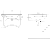 Isvea HANDICAP keramické umyvadlo pro handicapované, 59, 5x45, 6cm, bílá 10TP60060