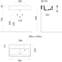 GSI KUBE X keramické umyvadlo 70x37cm, broušená spodní hrana, bílá ExtraGlaze 94559111