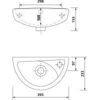 CREAVIT OVAL keramické umývátko 39x23cm, bílá TP040