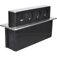 Solight 3z + USB A+C výsuvný blok zásuvek, 2m, nerez ocel