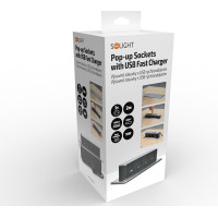 Solight 3z + USB A+C výsuvný blok zásuvek, 2m, nerez ocel