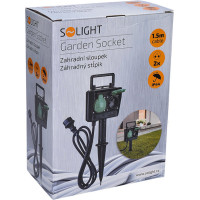 Solight zahradní sloupek IP44, 2 zásuvky, gumový kabel 1,5m