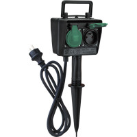 Solight zahradní sloupek IP44, 2 zásuvky + časový spínač, gumový kabel 1,5m
