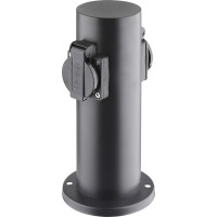 Solight zahradní sloupek IP44, nerez ocel, 2 zásuvky, válec, černý