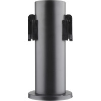 Solight zahradní sloupek IP44, nerez ocel, 2 zásuvky, válec, černý