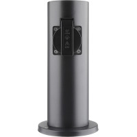 Solight zahradní sloupek IP44, nerez ocel, 2 zásuvky, válec, černý