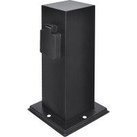 Solight zahradní sloupek IP44, nerez ocel, 2 zásuvky, hranol, černý