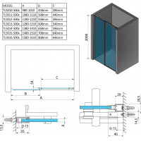 Polysan THRON LINE SQUARE sprchové dveře 1500 mm, hranaté pojezdy, čiré sklo TL5015-5002