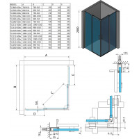 Polysan THRON LINE ROUND obdélníkový sprchový kout 1200x1100mm, kulaté pojezdy, rohový vstup TL2211-5005