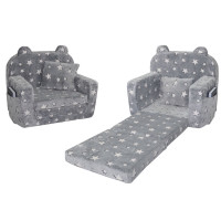 Dětské rozkládací plyšové křesílko POLAR - hvězdičky