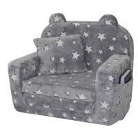 Dětské rozkládací plyšové křesílko POLAR - hvězdičky