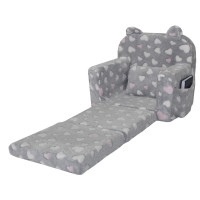 Dětské rozkládací plyšové křesílko POLAR - růžová srdíčka