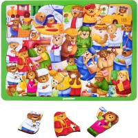 WOODLIKA Dřevěné puzzle Medvědi ve světě povolání 30 dílků